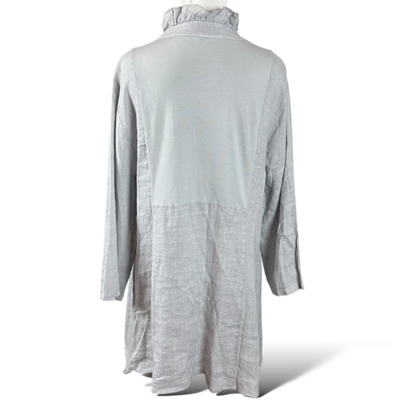 Ethereal Fairy Edwardian Linen Ruffle Tunic Dress Muted Periwinkle Size Medium - Picture 4 of 9